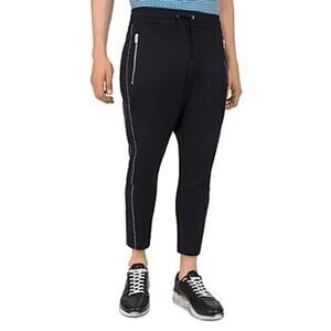 The Kooples Grosgrain Trim High Rise Tapered Black Ankle Jogger Sweatpants XS/LG
